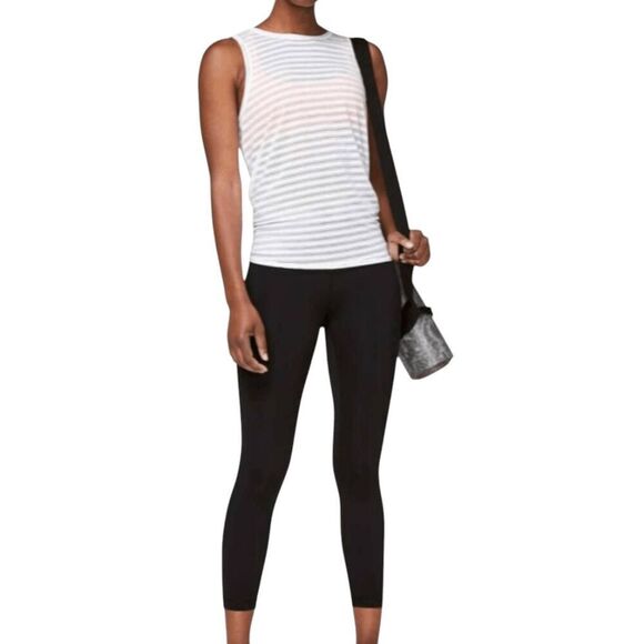 LULULEMON ATHLETICA White Meet Half Way Sleeveless Tie Back Tank Size 8 - Picture 2 of 6